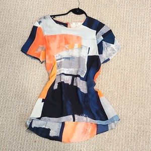 Wilfred peach and navy silk top
